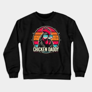 Vintage Chicken Daddy sunglasses usa flag : Funny Poultry Farmer Mens Fathers Day gift for dad Crewneck Sweatshirt